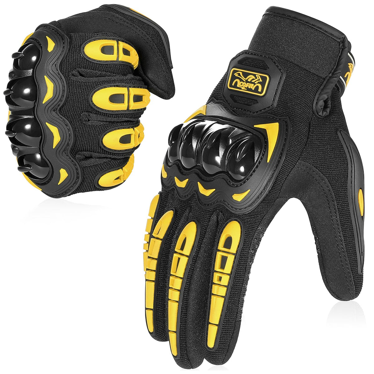 COFIT front view of yellow glove showing overall fit and style for confident riding