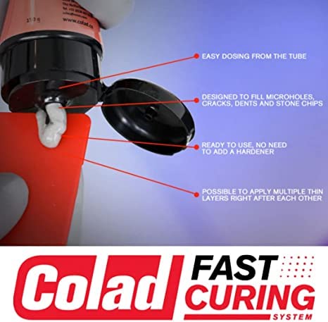 Colad inventing more workshop scene of technician using putty for smart repair workflow