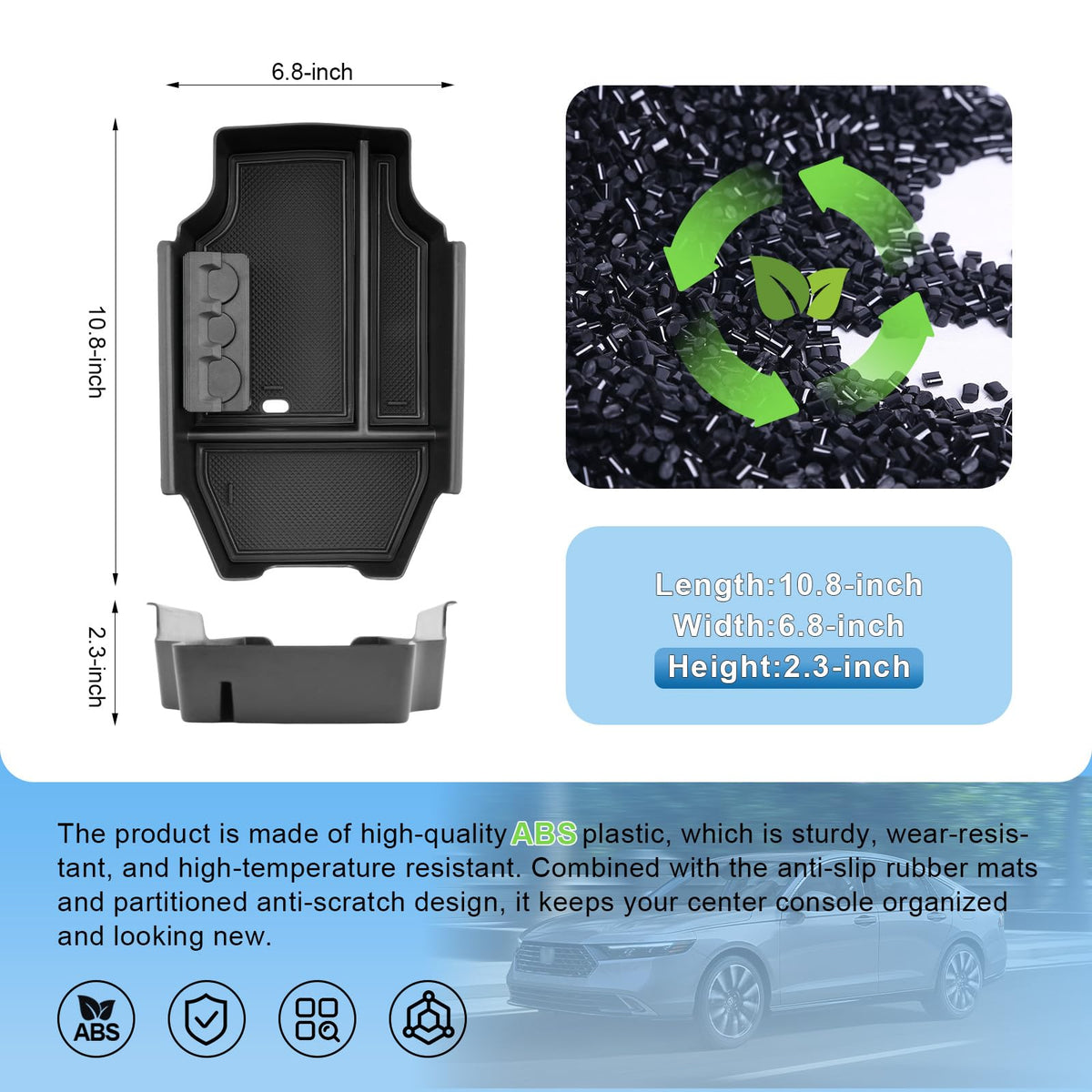 Coleya installed in Accord console displaying factory-fit and proper lid closure