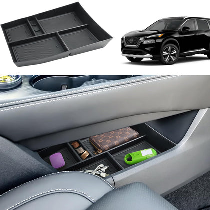 Coleya front view installed in Rogue lower console showing neat fit and quick access