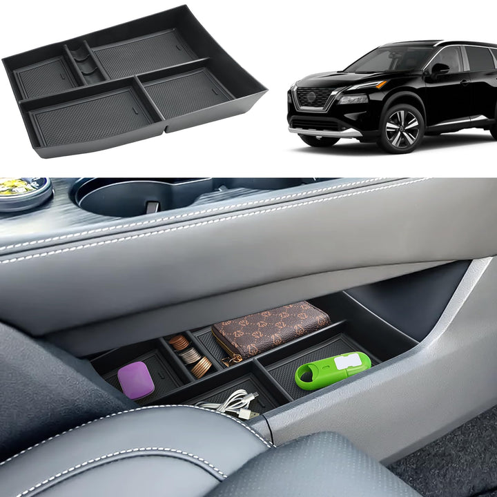 Coleya front view installed in Rogue lower console showing neat fit and quick access
