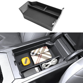 Coleya front tray insert fitted in BMW X3 armrest keeps items organized
