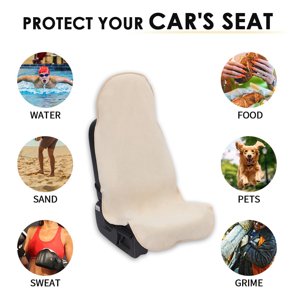COLINOO cover on seat with measuring tape showing universal fit