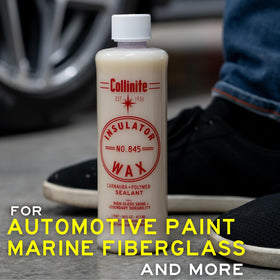 Collinite No. 845 before and after panel revealing enhanced gloss and depth