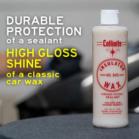 Collinite No. 845 closeup on painted surface showing warm reflective sheen