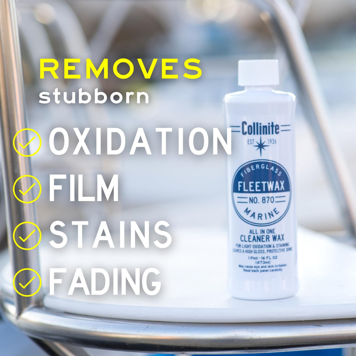 Collinite 870 being applied to gelcoat showing fast oxidation removal