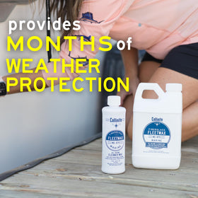 Collinite 870 on boat deck demonstrating restored gloss and protection