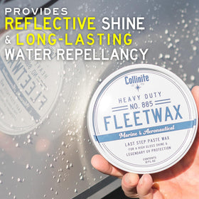 collinite 885 water beading detail showing superior water repellency benefit