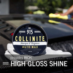 Collinite 915 finished car surface in sunlight showing deep gloss and showroom shine benefit