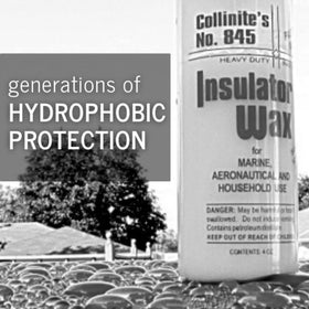 Close-up water beading after Collinite No. 845 application demonstrating protection