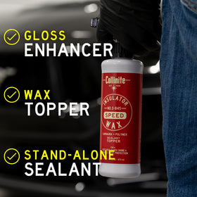 Collinite S-845 being wiped on car panel for instant gloss benefit