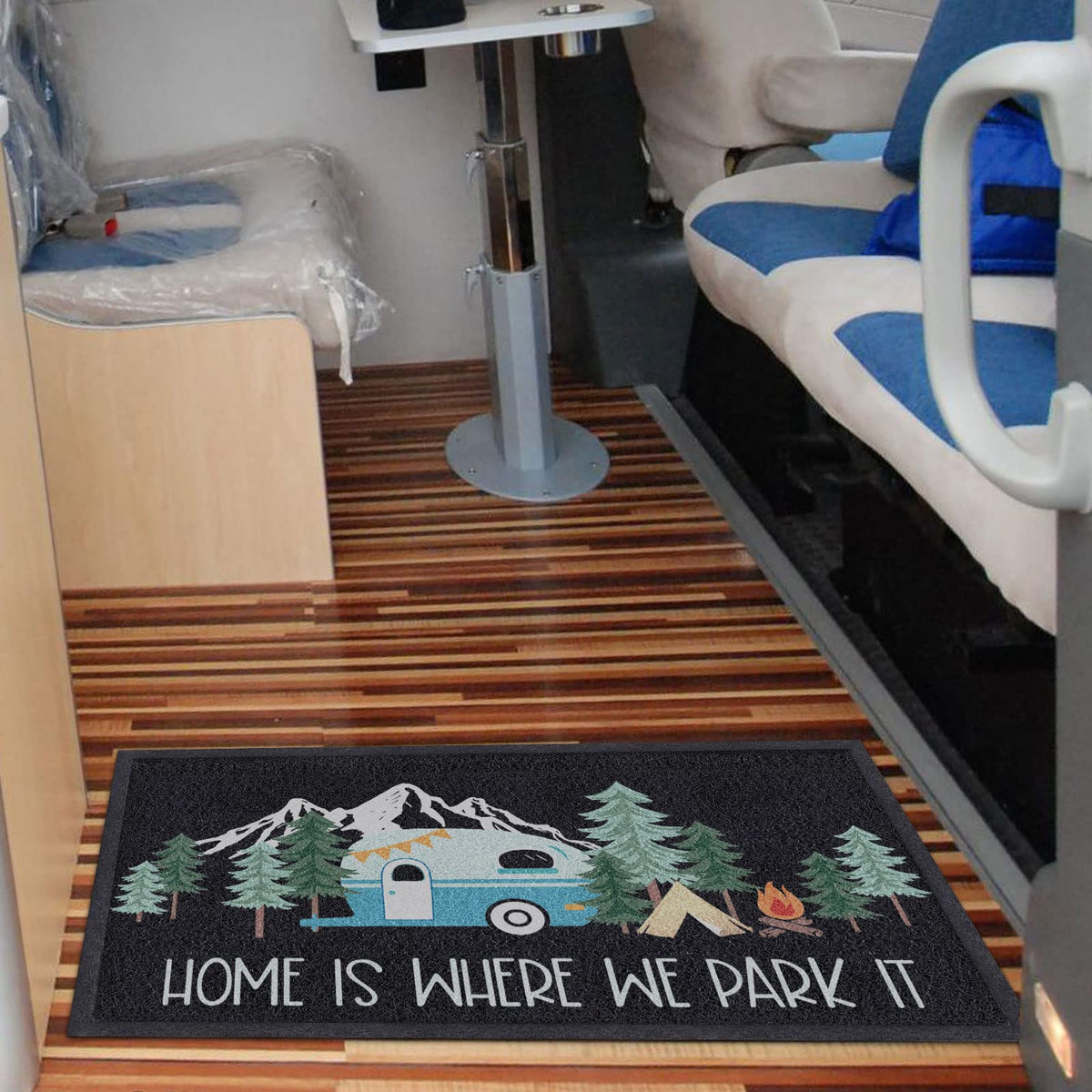 comfoyar mat on a cozy porch adding camping style and protecting entryway