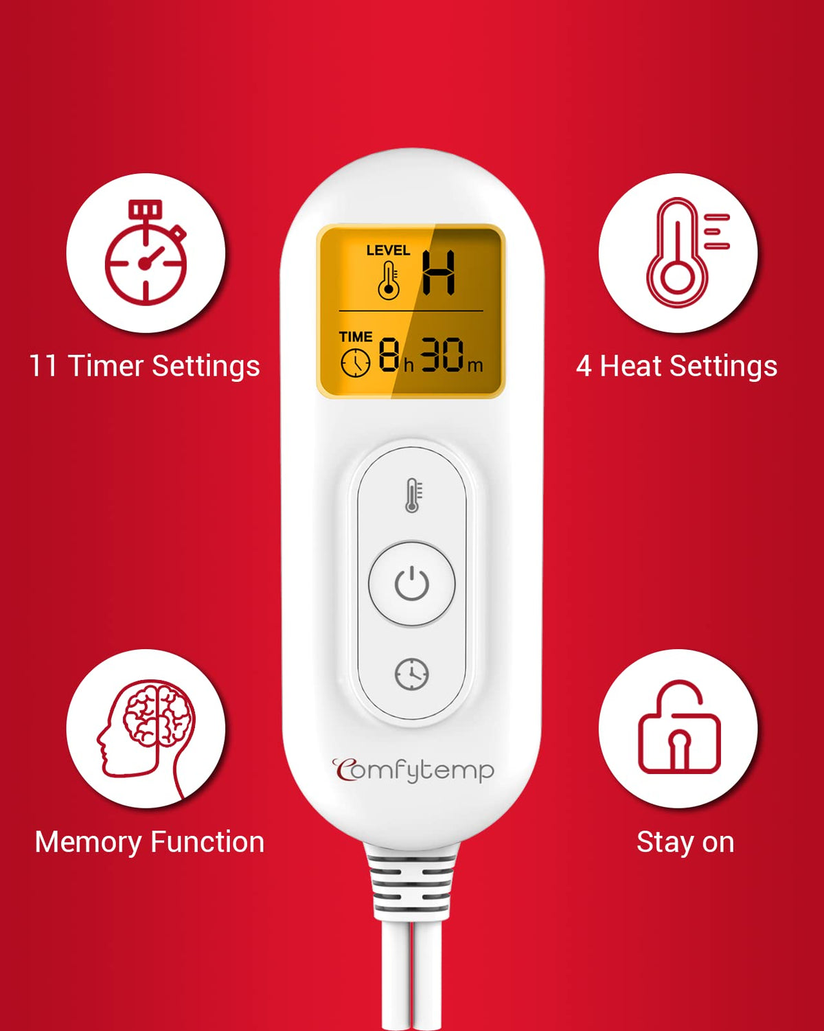 Comfytemp controller and 12V/24V plug showing easy vehicle connection and controls