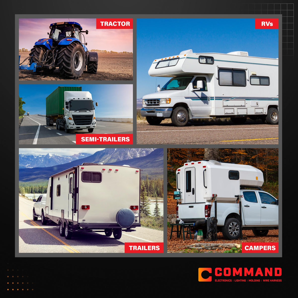 Command Electronics installed in a camper cabin showing pleasant interior illumination and user convenience