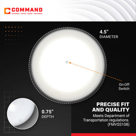 Command Electronics textured polycarbonate lens close-up showing impact resistance benefit