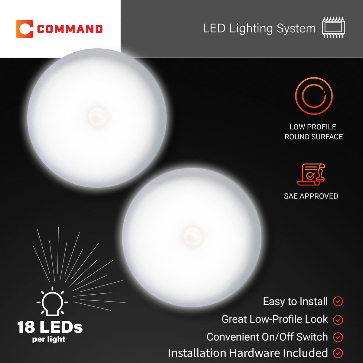 Command Electronics side profile showing low 0.75 inch depth and space-saving design benefits