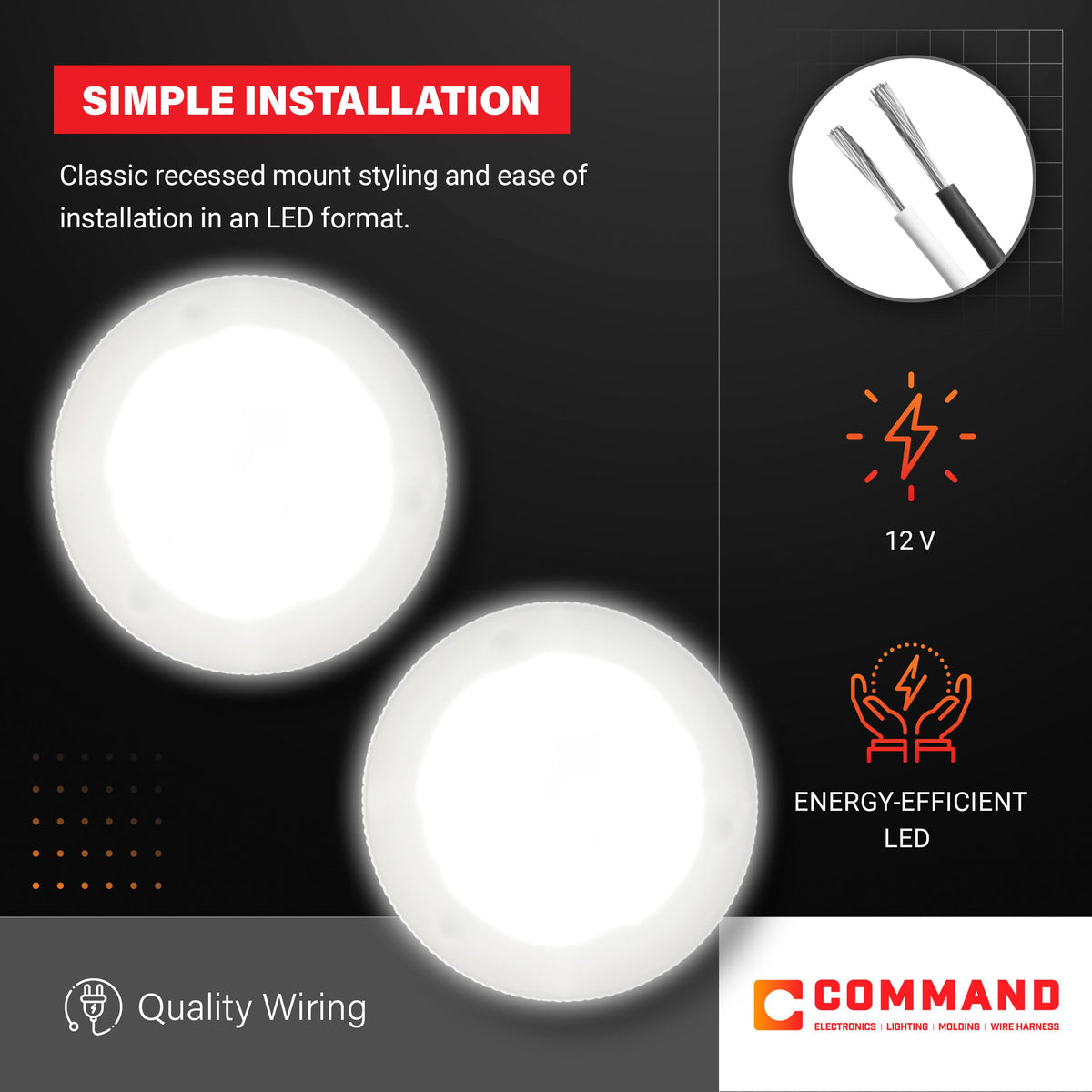 Command Electronics side profile illustrating 0.66" recessed depth, highlights low-profile fit