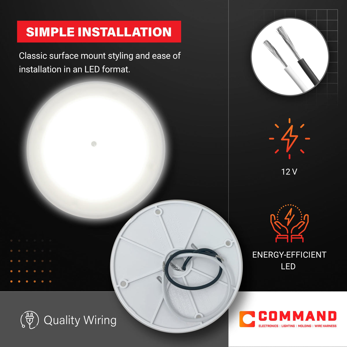 Command Electronics close-up of integrated switch for easy local control and convenience
