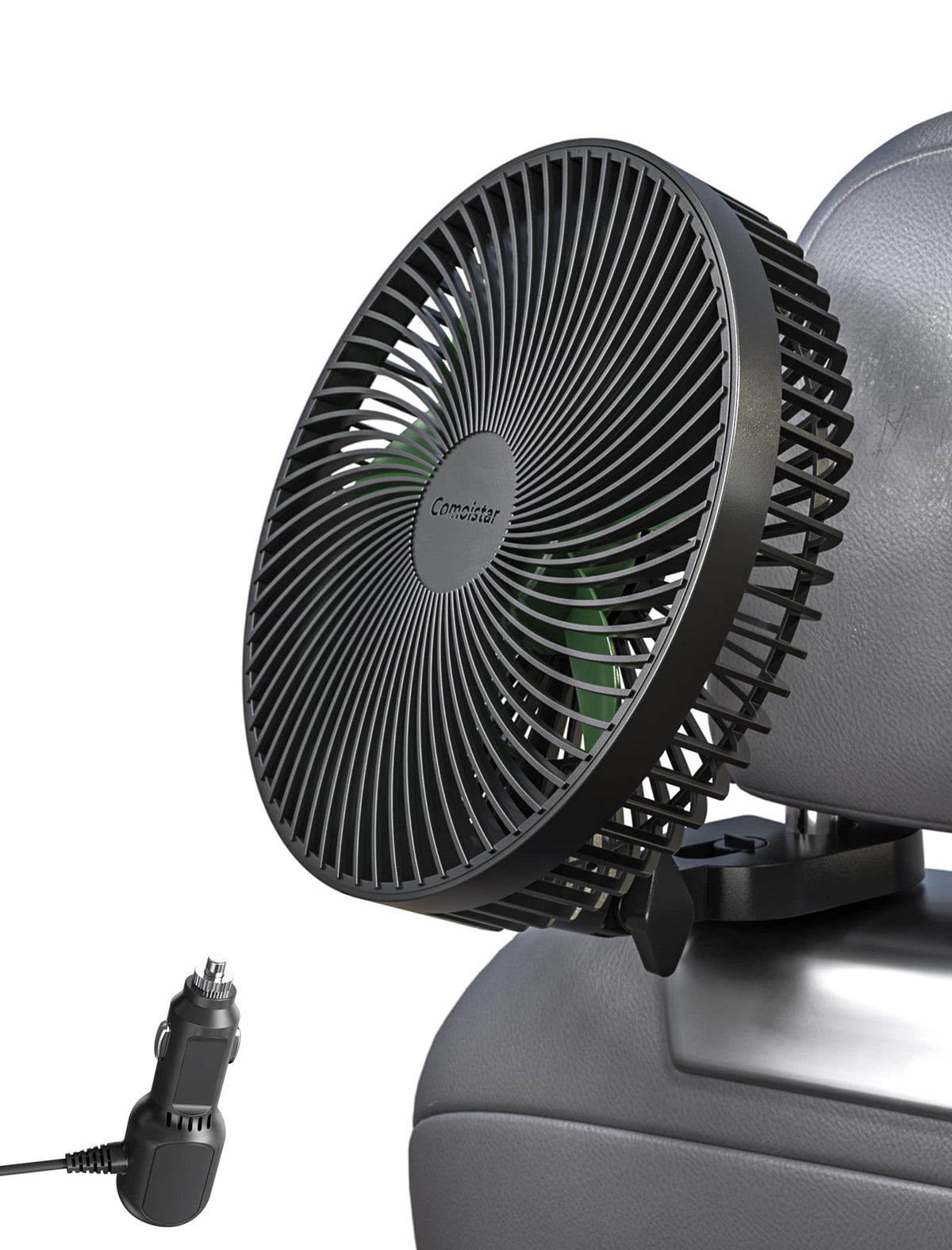 Comoistar front view fan showing compact design and quick cooling benefit