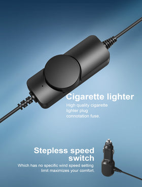 Comoistar mounted on dashboard delivering directed breeze for driver comfort