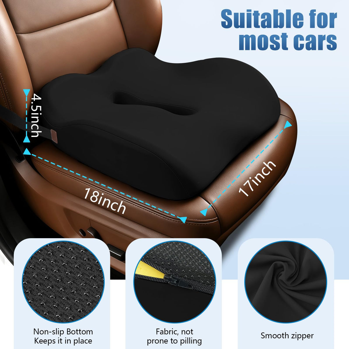 Comphekept anti-slip base detail keeping cushion secured on seat