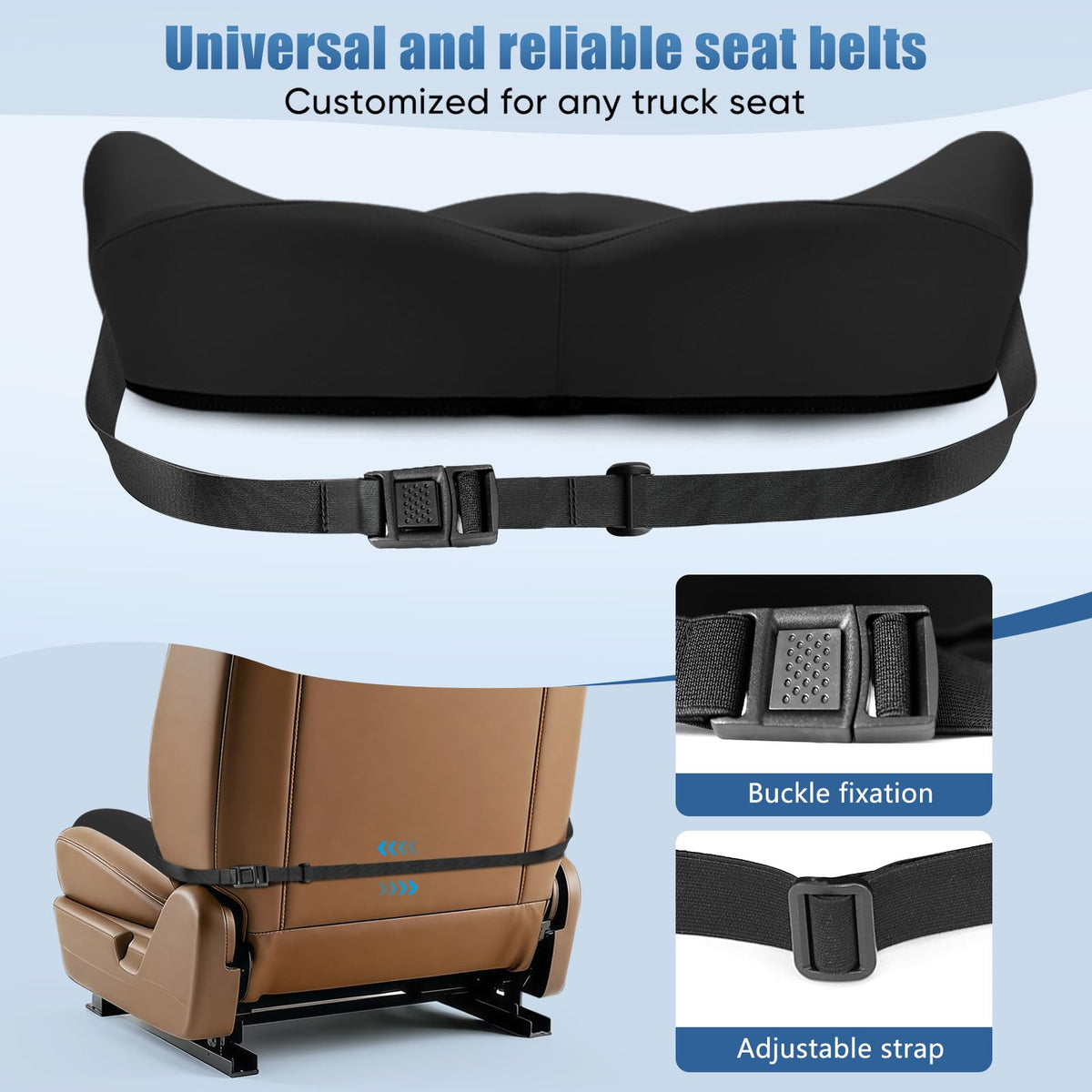 Comphekept installed on car driver seat improving posture on drives