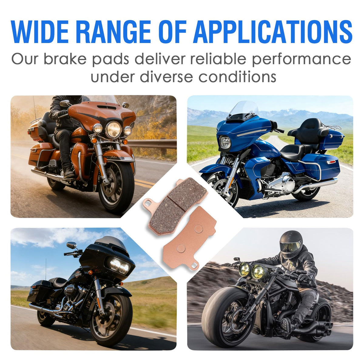 ComTrekium pads fitted on Road King rear brake highlighting balanced braking performance