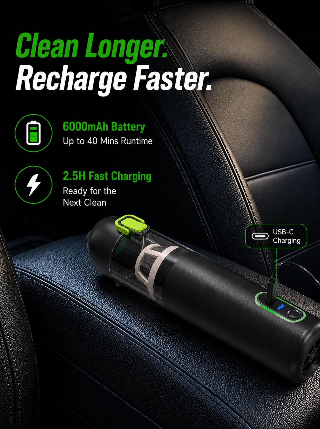 COMVIX in use on car seat removing pet hair for cleaner interiors