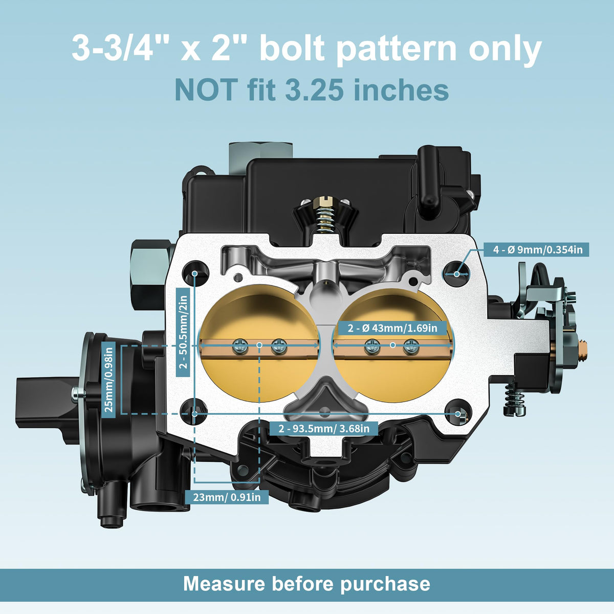 condgreemee base bolt pattern measurement showing 3 3/4 x 2 inches fit confirmation benefit
