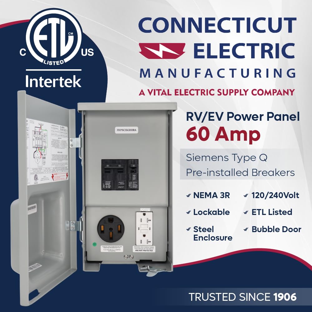 Connecticut Electric close-up of GFCI 5-20R outlet showing safety and easy reset access