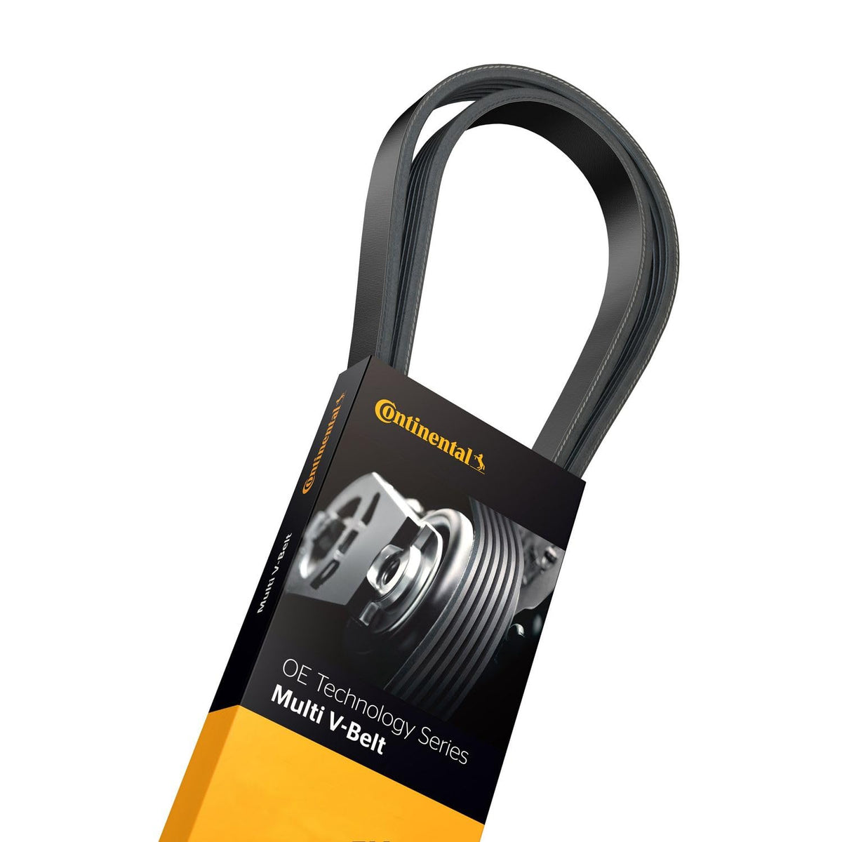 Continental belt front label showing 7-rib 56.7" size and OE-fit assurance