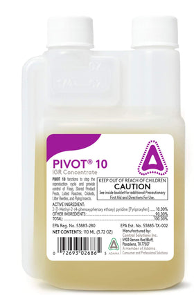 Control Solutions Pivot 10 front packaging showing bottle and label, clear product ID benefit