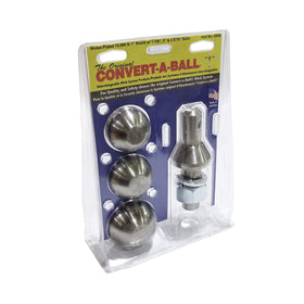 Convert-A-Ball front view showing shank and three balls for versatile towing