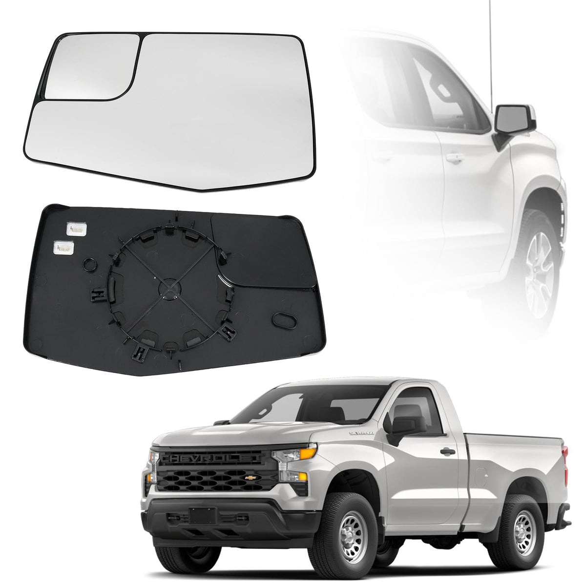 Convitex left-side mirror glass front view showing fit and finish benefit