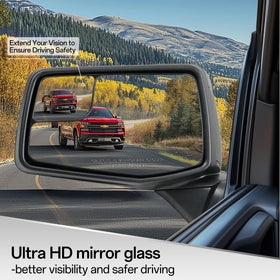 Convitex mirror mounted on Silverado door demonstrating direct fit