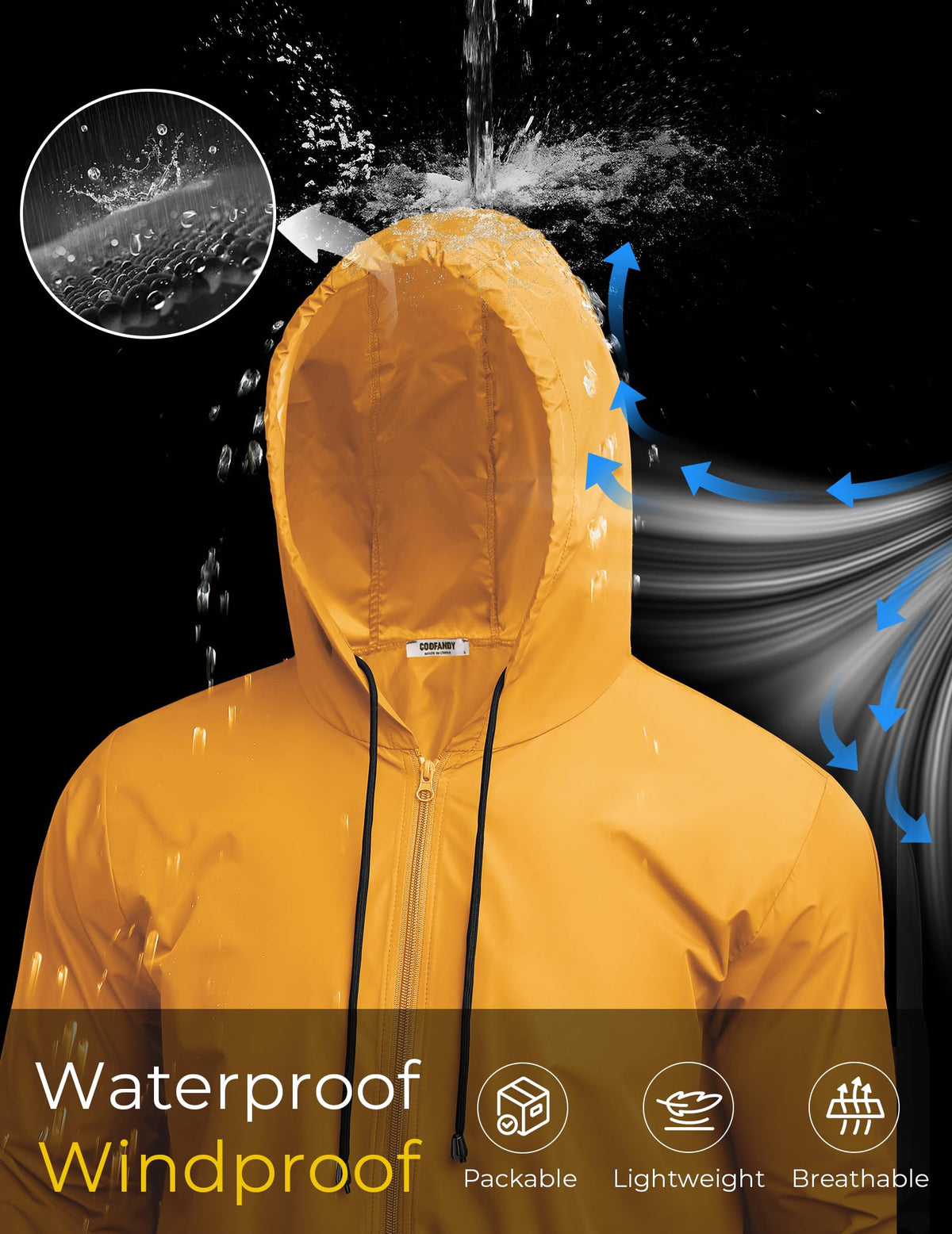 COOFANDY worn during cycling commute illustrating motion-friendly fit and rain defense