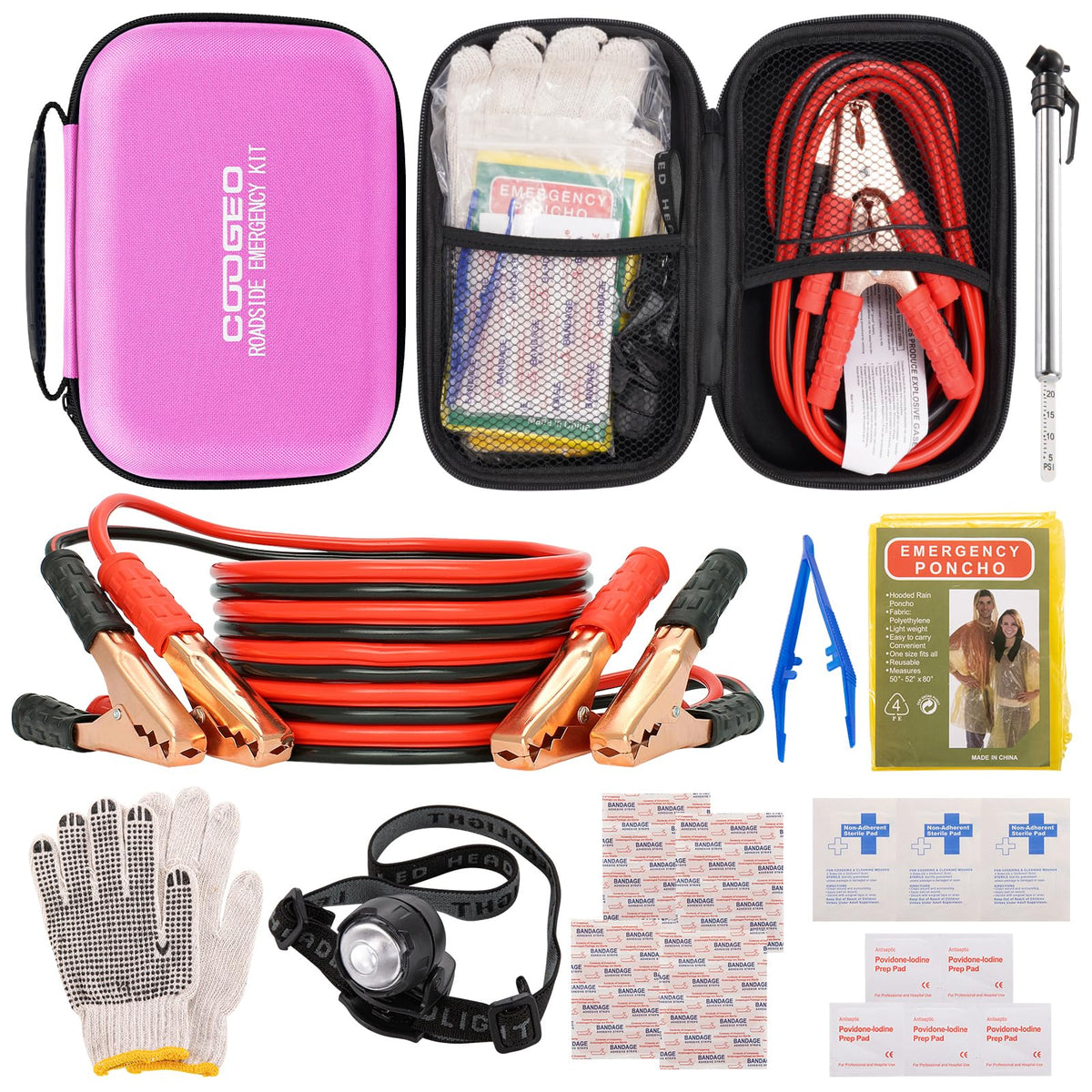 COOGEO pink emergency kit front view showing compact design and portability