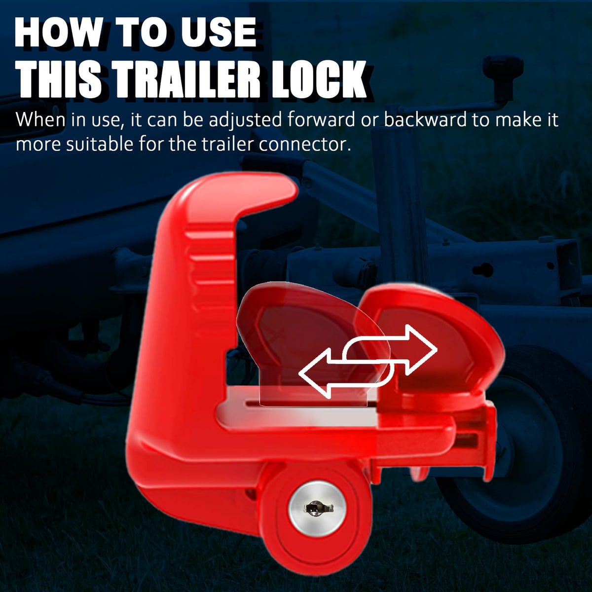 COOHAME hitch lock installed on a boat trailer for secure towing
