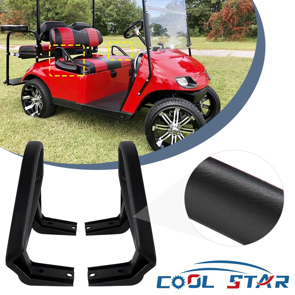 COOL STAR armrest mounted on EZGO TXT seat demonstrating correct fit and stability
