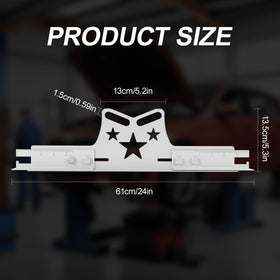 COOLWOLF plate in use on car wheel demonstrating quick toe measurement capability