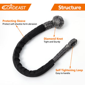 cordeast shackle length scaled against ruler to show 22 inch reach and compactness