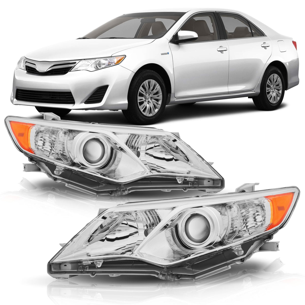 corkiauto front view headlight assembly showing direct-fit replacement benefit