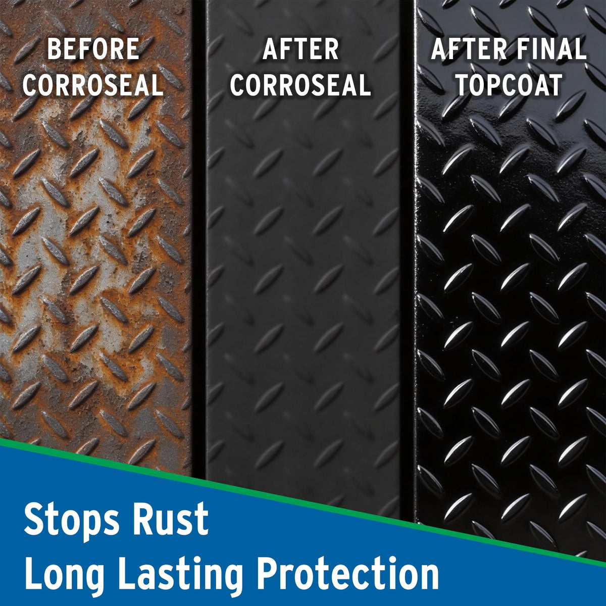 Corroseal being brushed onto rusty metal showing efficient conversion benefit