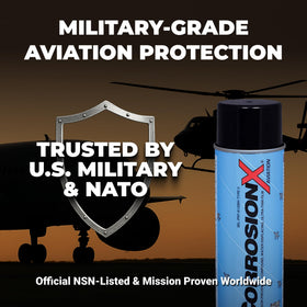 CorrosionX Aviation 16oz aerosol next to ruler for size comparison and portability benefit