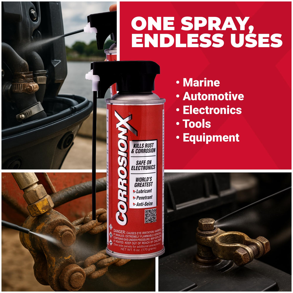 CorrosionX being applied on a boat deck for marine corrosion defense