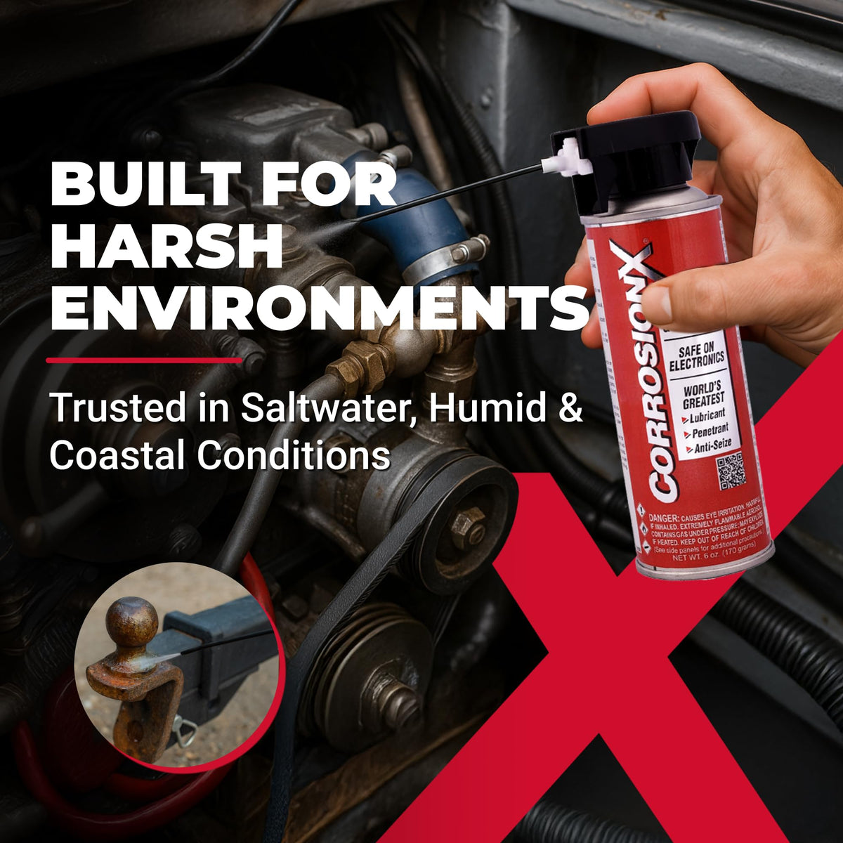 CorrosionX film texture on metal demonstrating long-lasting protection