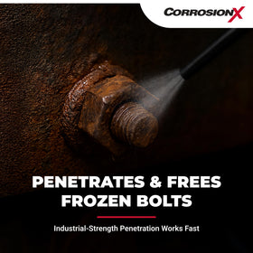 CorrosionX penetrating a rusted bolt to free seized fasteners