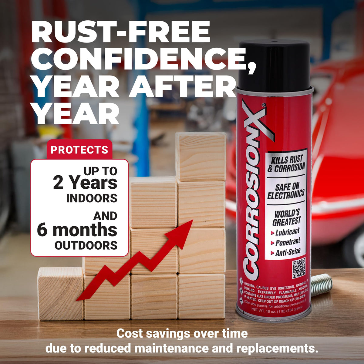 CorrosionX 16oz can in hand showing compact, portable maintenance solution