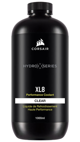 Corsair XL8 clear bottle front view showing label and ready-to-use benefit