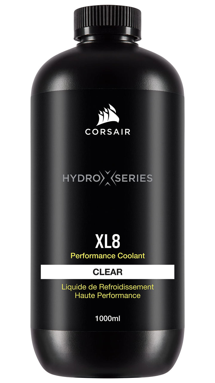 Corsair XL8 clear bottle front view showing label and ready-to-use benefit